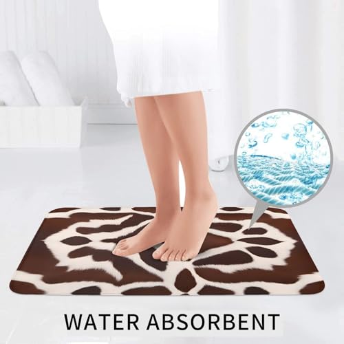 Tapis de salle de bain effet cuir de vache marron | Set de 3 d'exception