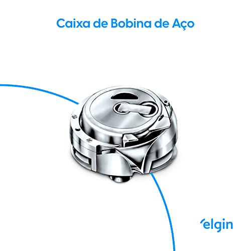 Máquina de Costura Futura Elgin JX-2040 Portátil 10 pontos Branca e Rosa 220V