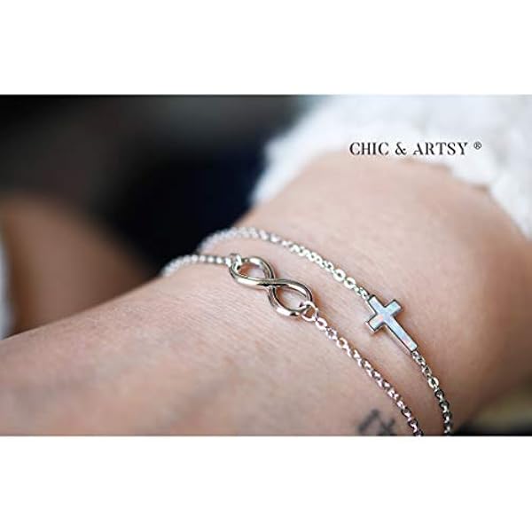 Pulsera de ópalo de plata de ley 925 con ópalo sintético, diseño de mariposa, estetoscopio, mal de ojo, cruz, barra, infinito, pulsera ajustable para mujer, pulsera de la amistad, joyería de Navidad