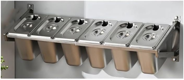 Stazione per pizza da parete, contenitore per alimenti in acciaio inox con coperchio, organizer per salse e condimenti, per dispensa da cucina all'aperto