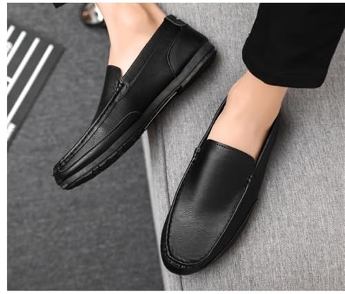 Mens Flat Heel Loafers Shoe Round Toe Vegan Leather Flexible Lightweight Party Outdoor Slip On4