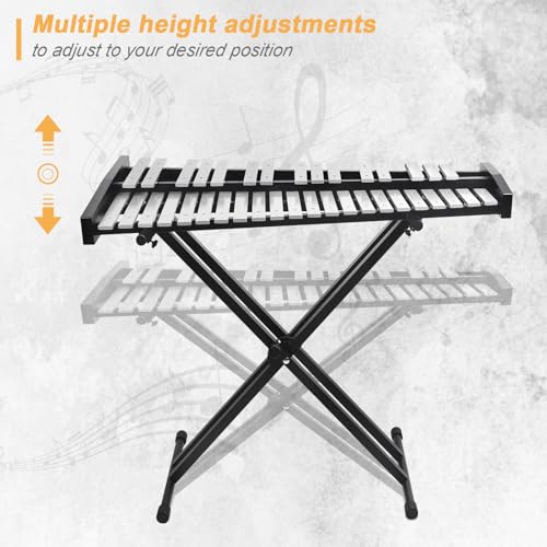 Image of lotmusic 37 Notes Glockenspiel Xylophone Bell Kit: Professional Xylophone for Drummer, Percussion Kit for Adult with 2 Tpypes Drum sticks, Adjustable Stand&Carrying Bag