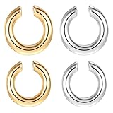 KFHENSOMR 2 Pairs Chunky Ear Cuff Earrings for Women Small Gold & Silver Huggie Ear Cuff Cartilage Earrings for Non Piercing Small Thick Round Fake Earring Cuffs Trendy Jewelry Gift