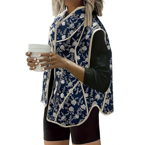 Floral Puffer Vest Women Trendy Quilted Jackets Sleeveless Lightweight Fall Vests Comfy Casual Outerwear Coats 2025