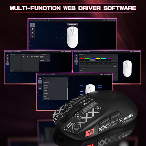 MAMBASNAKE M4 Ultra-Lekka Bezprzewodowa Mysz Gamingowa, 53g, Sensor PAW3311, 24000 DPI, Bluetooth/2.4G/Przewodowa, Podświetlenie RGB, Bateria 400mAh, 20M Klików, do Gier/Pracy
