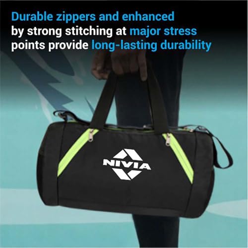 Image of Nivia Beast Polyester Unisex Gym Bag - Shoulder Bag for Men & Women With Separate Shoes Compartment, Carry Accessories, Fitness, Sports & Travel Kit