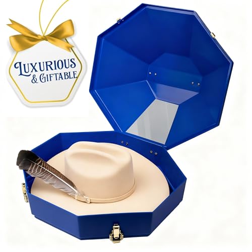 Mavericrest Cowboy Hat Travel Case with Mirror & Latches