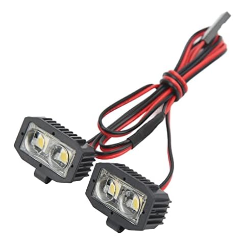 SUNGOOYUE 4 LED White Lighting RC Headlight, 2.54JR Connector Removable Bracket Headlights DIY RC Spot Light for 1/10 5 To 7.4V Cover