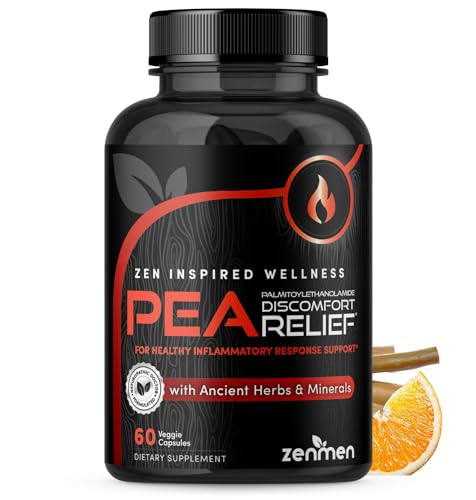 Zenmen Palmitoylethanolamide (Pea) 600mg - with Luteolin, White Willow Bark, Magnesium - Supports Healthy Immune System, Joint & Sciatic Nerve Issues - 60 Vegan Capsules, Made in The USA