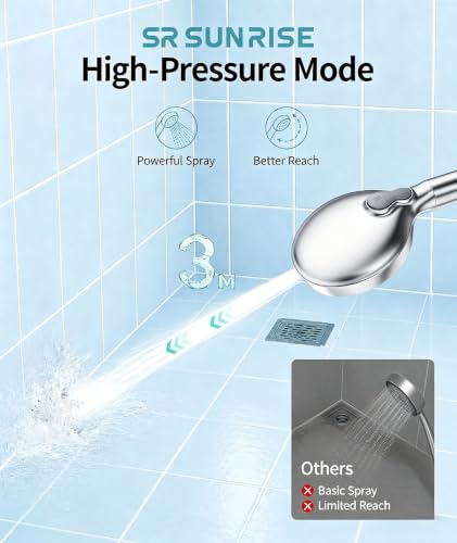 Image of SR SUN RISE Filtered Shower Head with Handheld High Pressure 9 Spray Mode Showerhead Detachable Shower Head Water Softener Filters Beads for Hard Water Remove Chlorine 1 Filter Silvery