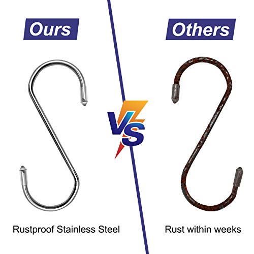 18 Pack S Shaped Hooks, Heavy Duty Stainless Steel S Hooks, Hangers Hanging Hooks For Hanging Pots And Pans,Towels,Clothes,Plants In Home Kitchen Bathroom Bedroom Garden, (2.8",3.5",4.3",Each 6 Pack) #TOP2