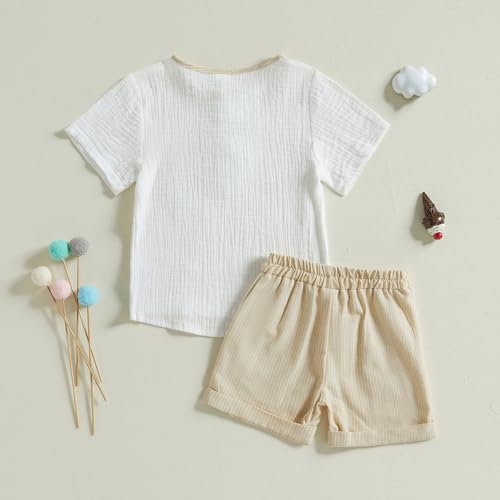 Toddler Baby Boy Summer Clothes Short Sleeve Button T Shirt Pocket Shorts Set Little Boy Outfit Casual Clothing4