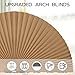 ChYoung Arch Window Shade Stick on Half Circle Window Covering No Tools Pleated Fabric Semi Circle Half Round Window Shade Light Filtering Half Window Blinds for Living Room