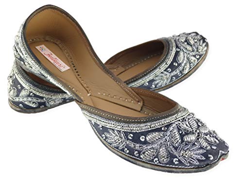 Image of Fulkari Women's Murraya Genuine Soft Leather Juttis | Bite and Pinch Free Jutis | Punjabi Jutti For Ladies | Bridal Ethnic Stylish Mojari Flats For Girls |