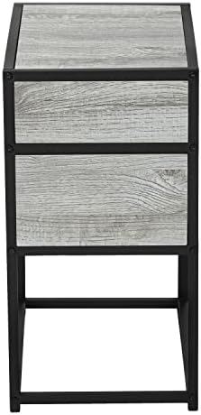 Accent Table, Side, End, Nightstand, Lamp, Living Room, Bedroom, Metal, Laminate, Grey, Black, Contemporary, Modern