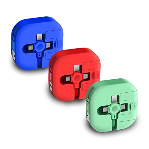 3 Pcs Retractable 3-in-1 Charging Cable,Compatible with All iPhon...