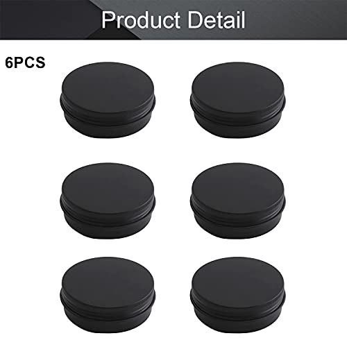 Image of Othmro 6pcs 2oz Metal Round Tins Aluminum Tin Cans Containers with Screw Lid, 68 * 25mm(DxH) Black tin cans for Salve, Spices, Lip Balm, Tea or Candies 60ml