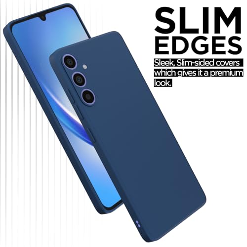 Image of Outlouders Back Cover for Samsung Galaxy A34 5G | Camera Protection | Durable Soft Matte Silicone Bumper Case (Blue)