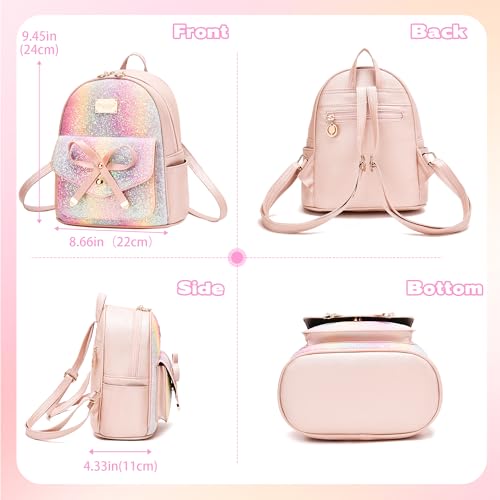 Image of I IHAYNER Girls Bowknot Cute Leather Backpack Mini Backpack Purse for Women
