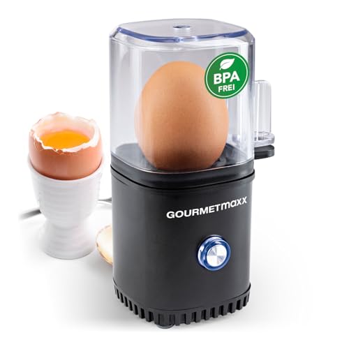 GOURMETmaxx Eierkocher für 1 Ei | Egg Boiler mit Eierstecher im Messbecher | Egg Cooker 3 Härtegrade für deinen Eierbecher | Design Eierkocher klein spülmaschinenfeste Teile