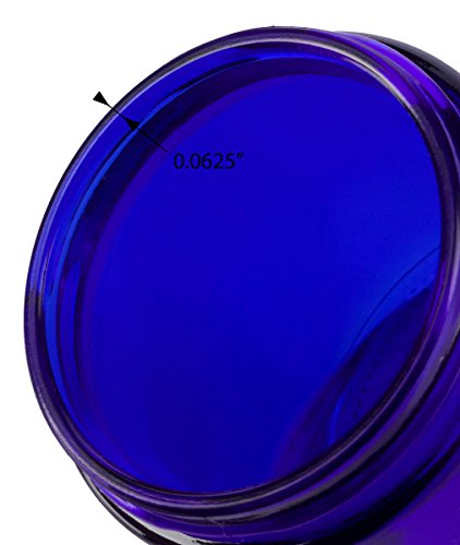 Juvitus 4 Oz Cobalt Blue Thick Glass Straight Sided Jar With White Metal Airtight Lid (6 Pack) #TOP4