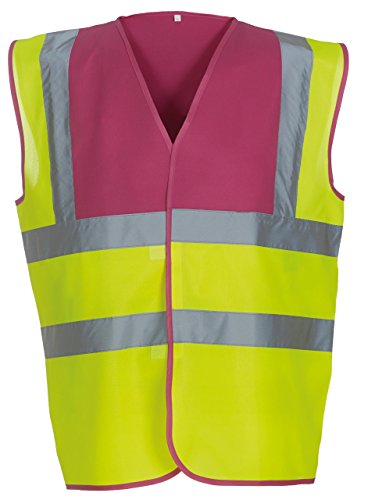Chaleco para hombre Yoko rosa raspberry y amarillo de alta visibilidad