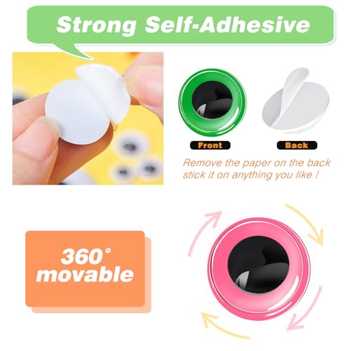 TOAOB 100 x Colourful Round Plastic Moving Eyes Stickers 6 mm to 35 mm for Scrapbooking Craft Accessories DIY Craft Dolls Decorations - Image 3