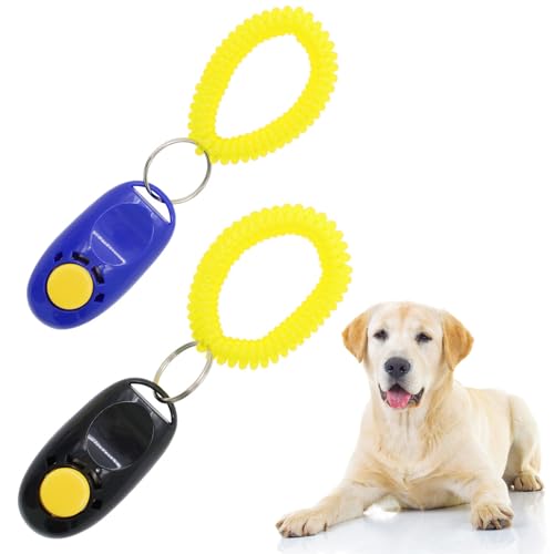 harukita 犬笛 トレーニング 犬 猫 クリッカー ペットトレーニング用品 訓練用品 リストストラップ付き ペット用品 2個入れ ブルー ブラック