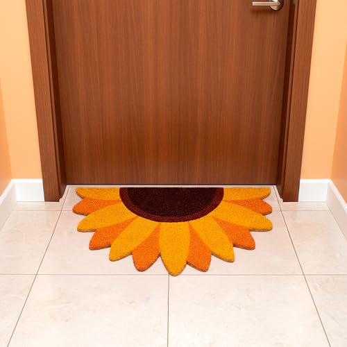 Fisura - Fußmatte außen Sonnenblume aus Kokosnuss mit Rutschfester PVC-Rückseite. Lustige Welcome Fußmatte. Handbemalt. Größe: 70 cm x 40 cm x 1,5 cm. Gelb.