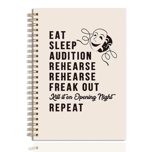 JHFDTY Theater Life Journal Notebook Broadway Gifts Musical Theatre Gifts for Actors Director Drama Students Teacher Theater Kid Eat Sleep Auditon Hardcover 160 Pages Spiral Notebooks