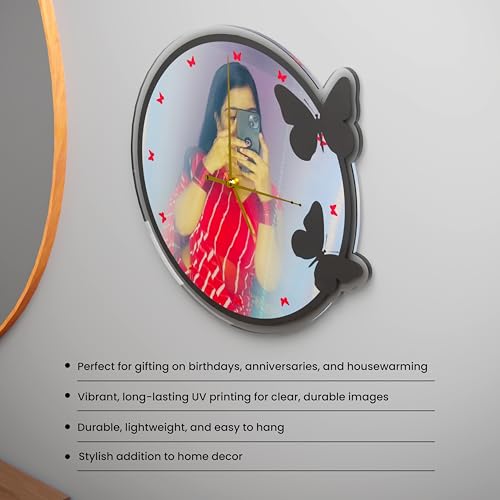 Image of SAVRI Personalized Gifts Acrylic Wall Clock (12x12 Inches) - Custom Photo with Unique Design - Stylish Room Decor, Romantic Gift for Housewarming, Anniversary, Birthday, Husband & Wife