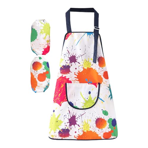 Delantal de cocina para niños, babero ajustable con mangas, delantal de pintura para niños de 2 a 12 años, para hornear, cocinar, comer, aula, hogar, jardín, cocina, al aire libre, escuela