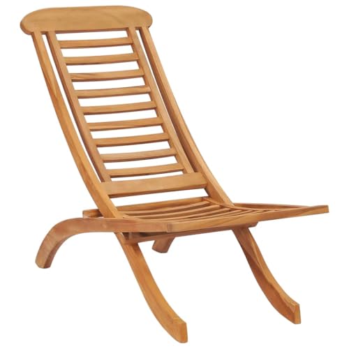 Mhdvray Chaise de jardin pliante 50 x 90 x 69 cm en bois de teck résistant aux intempéries Design...