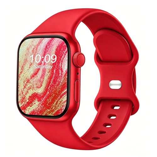 CREFORT Sport Bands Compatible with Apple Watch Band Women Men 40mm 38mm 41mm 42mm 44mm 45mm 46mm 49mm Soft Wristband Waterproof Replacement Strap for iWatch Bands Series 11 10 9 8 7 6 5 4 3 2 1 SE Ultra Red