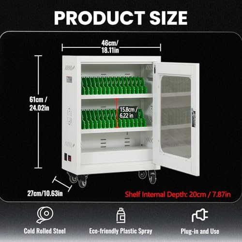 rcqeuiol 30 Device Cell Phone Charging Stations, Mobile Phone Charging Cabinet, Cellphone USB Charging Cart, Rechargeable Cellphone Locker Storage Charging Station (White, 30 Slots)