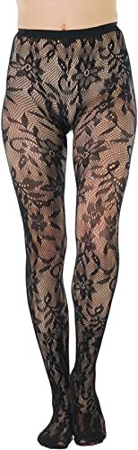 Image of ToBeInStyle Women's Elegant Floral Lace Inspired Spandex Net Full Length Tights
