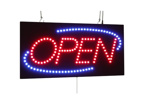 Cadeau grand opening enseigne lumineuse LED Neon Open ovale bleu pour magasin