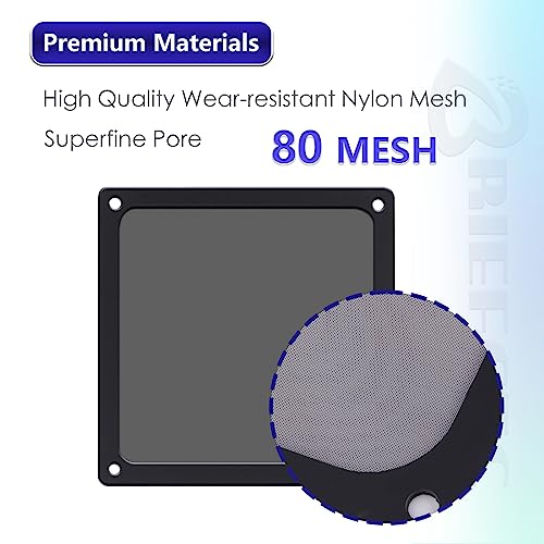 BRIEFCEC Dust Filter 140mm for Computer Cooler Fan/PSU/Routers NYLON 80 Mesh, Magnetic Frame Dust Mesh PC Cooler Filter Dustproof (NYLON, 4Pack, Black) - Image 2