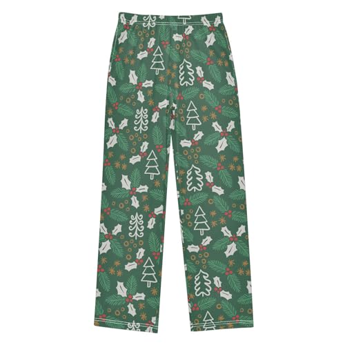 ZZXXB Spruce Branch Berry Boys Long Pants Soft Trousers Elastic Waist Kids Lounge Bottoms with Pockets S-XL