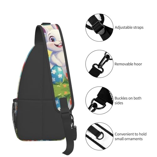 Image of Crossbody Bag Cute Easter Bunny Sling Bag Backpack Chest Bags Shoulder Bag for Women Men
