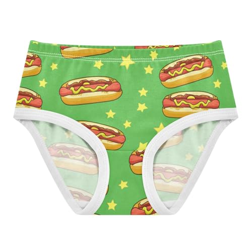 Wusikd Hot Dogs Girls' Underwear Cotton Green Stars Girls Briefs Soft Toddler Underwear 2T