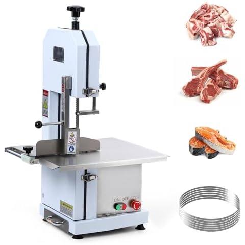 Towallmark Meat Saw, 1100W Bone Saw for Butchering, 0.39～6.6 Inches Cutting Thickness with 6 Saw Blades, Bone Saw with Workbench Width of 20.86 x 17.52 Inches (1100 W) Cover