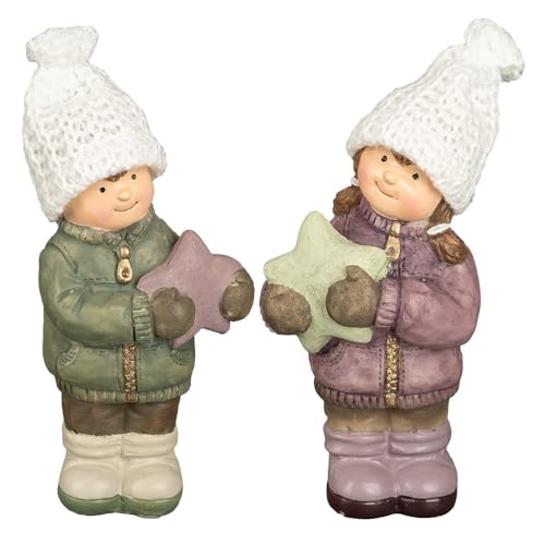 Ideen mit Herz Lot de 2 figurines décoratives pour enfants d'hiver - Décoration de Noël - Avent - 15 cm de haut