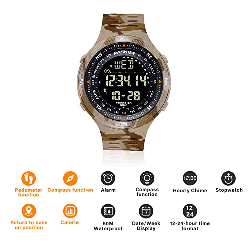 Image of PASNEW Boys' Watches - Dual Display, Large Dial Sport Watch, Black Outdoor Watch for Boys & Teens - Waterproof