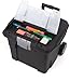Storex Portable File Box on Wheels, 15 x 16 x 14.25 Inches, Black (61507U01C)
