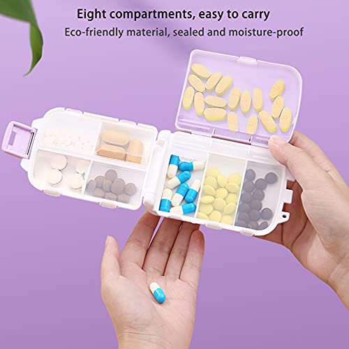Sanwan Mini estojo de comprimidos com 8 compartimentos, 8 grades à prova de umidade, pequena caixa d