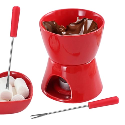 Ceramic Fonue Mag, taza de fusión de chocolate de cerámica, kit de estómago de fonue con mantequilla multiusos para playa, picnic, chocolate fonue juego de olla, fiesta, té de la tarde