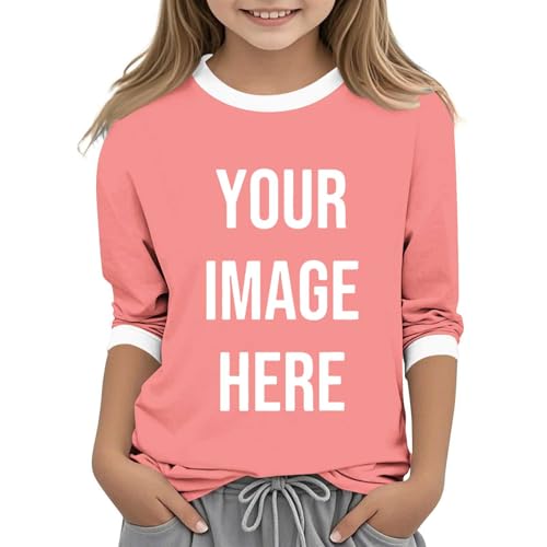 Customized 3/4 Sleeve Shirts Boys Girls Personalized Crew Neck T Shirt Print Add Text/Photo/Image/Logo for Gift2