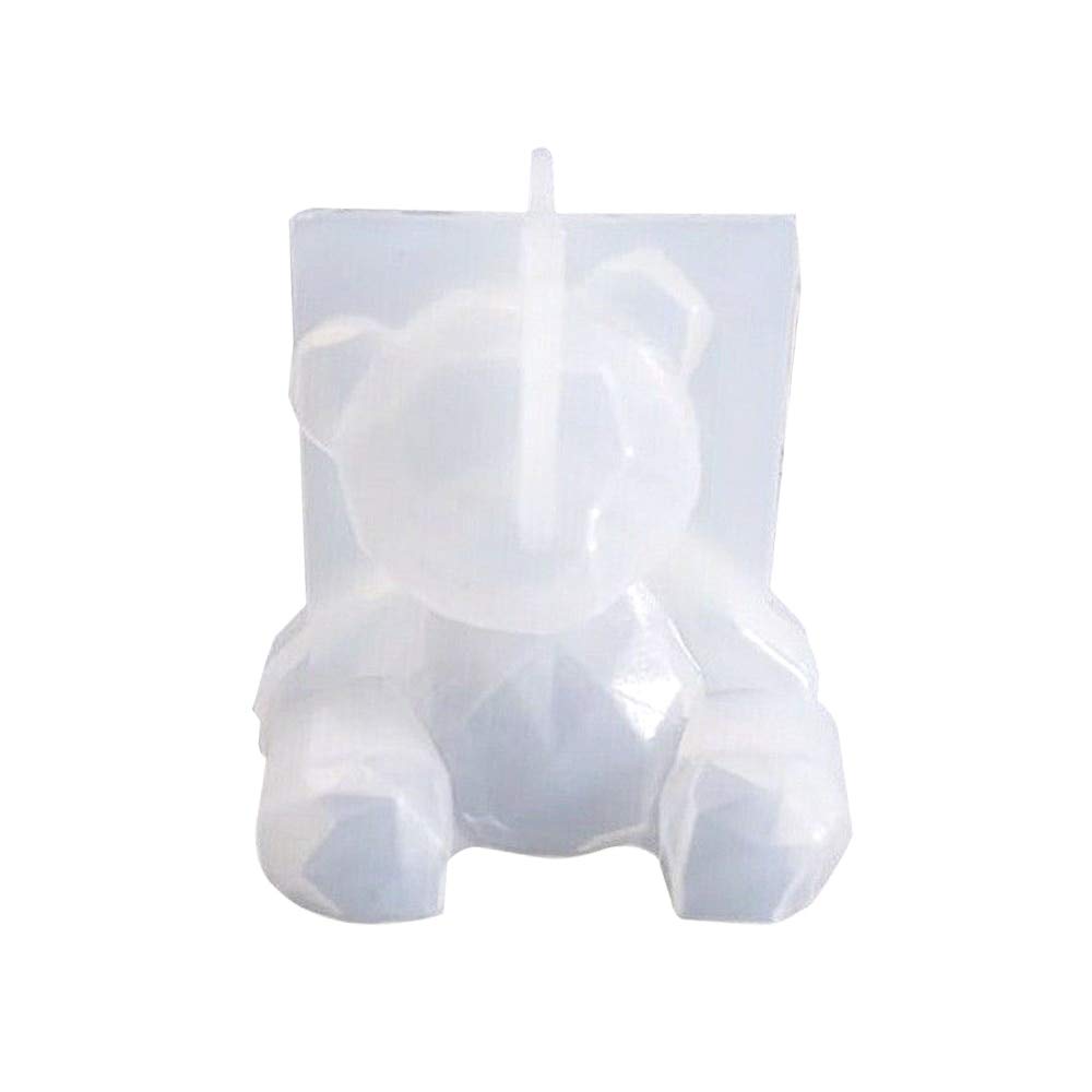 JQS Silicone Mold DIY Mold Three-Dimensional Geometric Bear Shape Mold can be Used Plaster Aromatherapy car Decoration Tool Chocolate Bear cub Mold White
