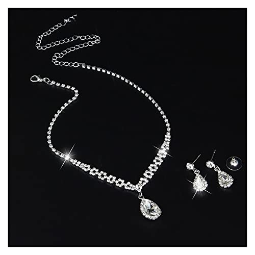 Collier couleur argent et boucles d'oreilles pour mariage